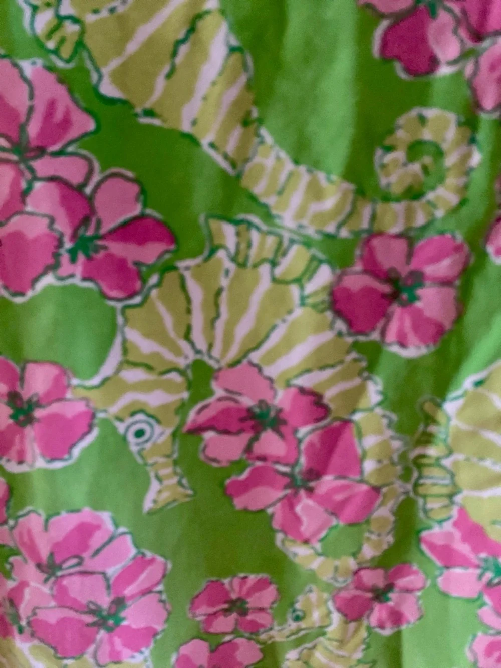 Lilly Pulitzer Seahorse Dress Long Sleeve Cotton Green Pink Size Medium